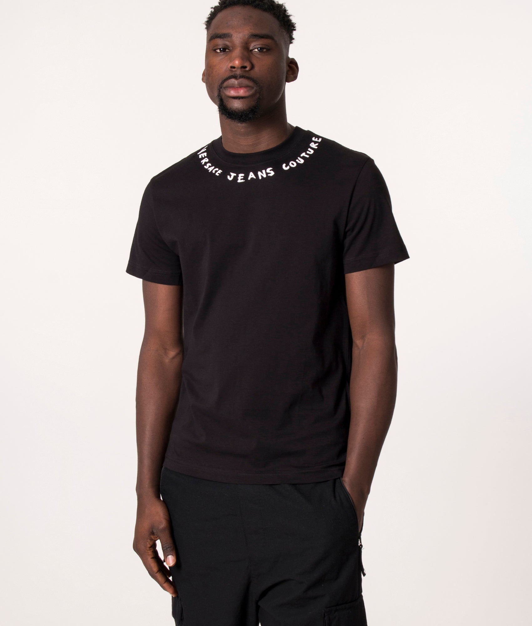 Logo Collar T-Shirt Black | Versace Jeans Couture | EQVVS