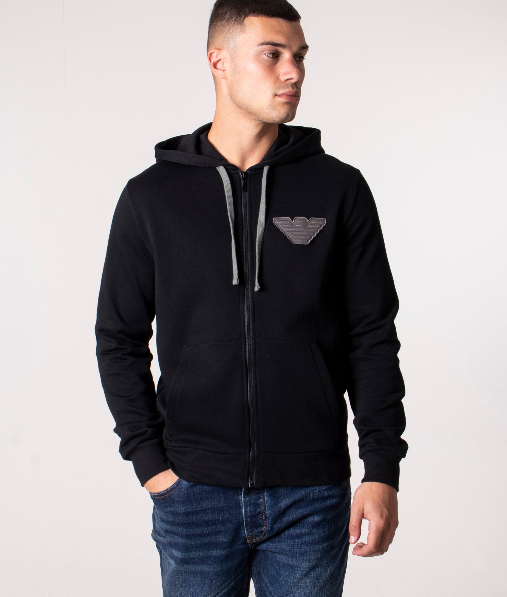 Zip Hoodie Emporio Armani Mens Hoodie Regular Fit Zip-Front Hoodie