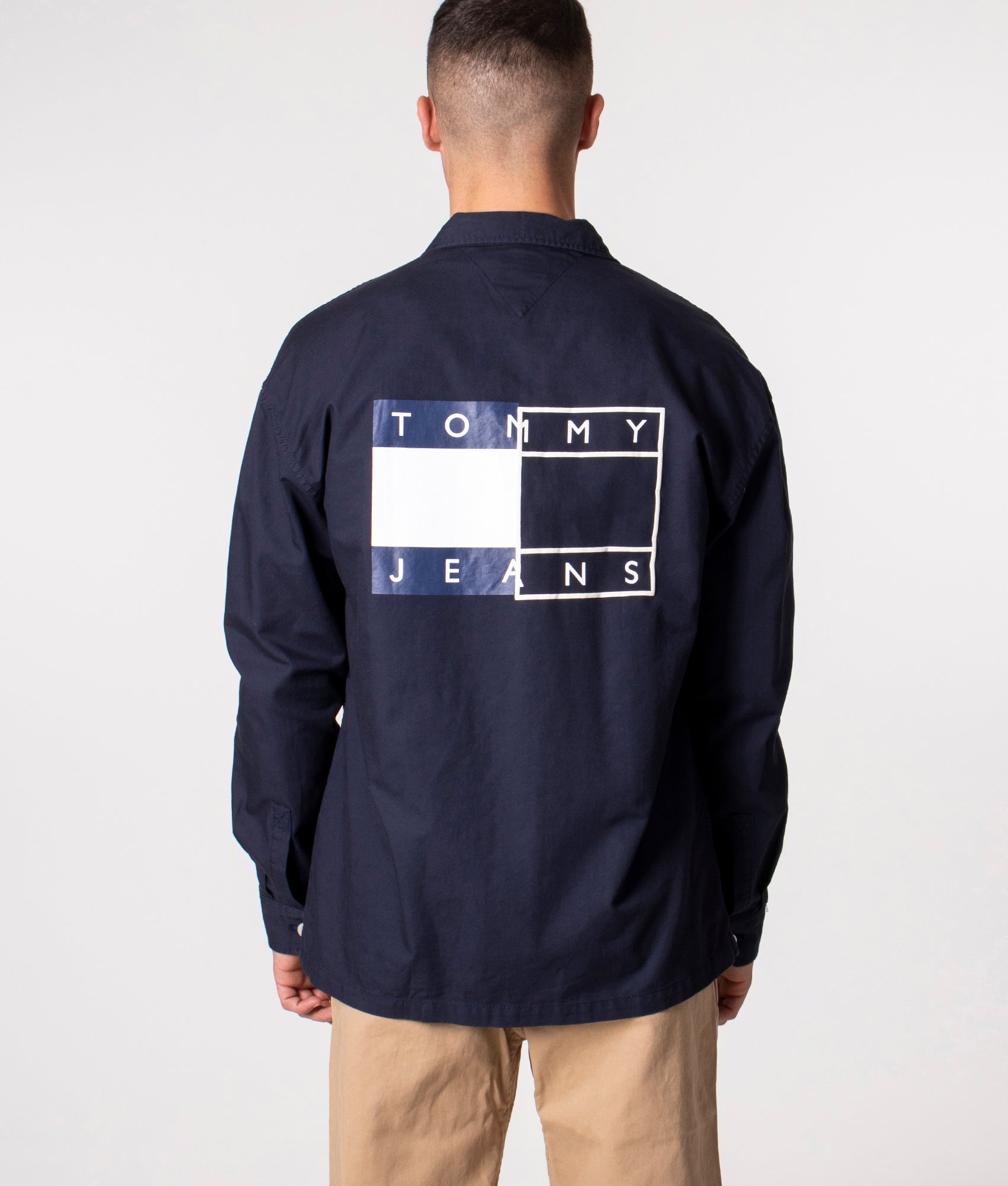 Relaxed Fit Twisted Flag Logo Overshirt Twilight Navy | Tommy Jeans | EQVVS | Hemden