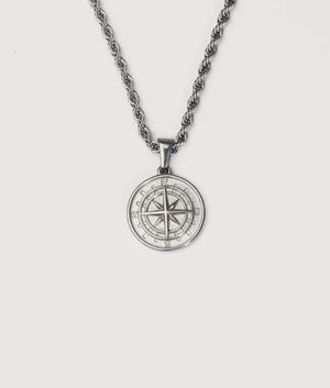 Compass Pendant Silver Stainless Steel Mysterious Jewellery EQVVS