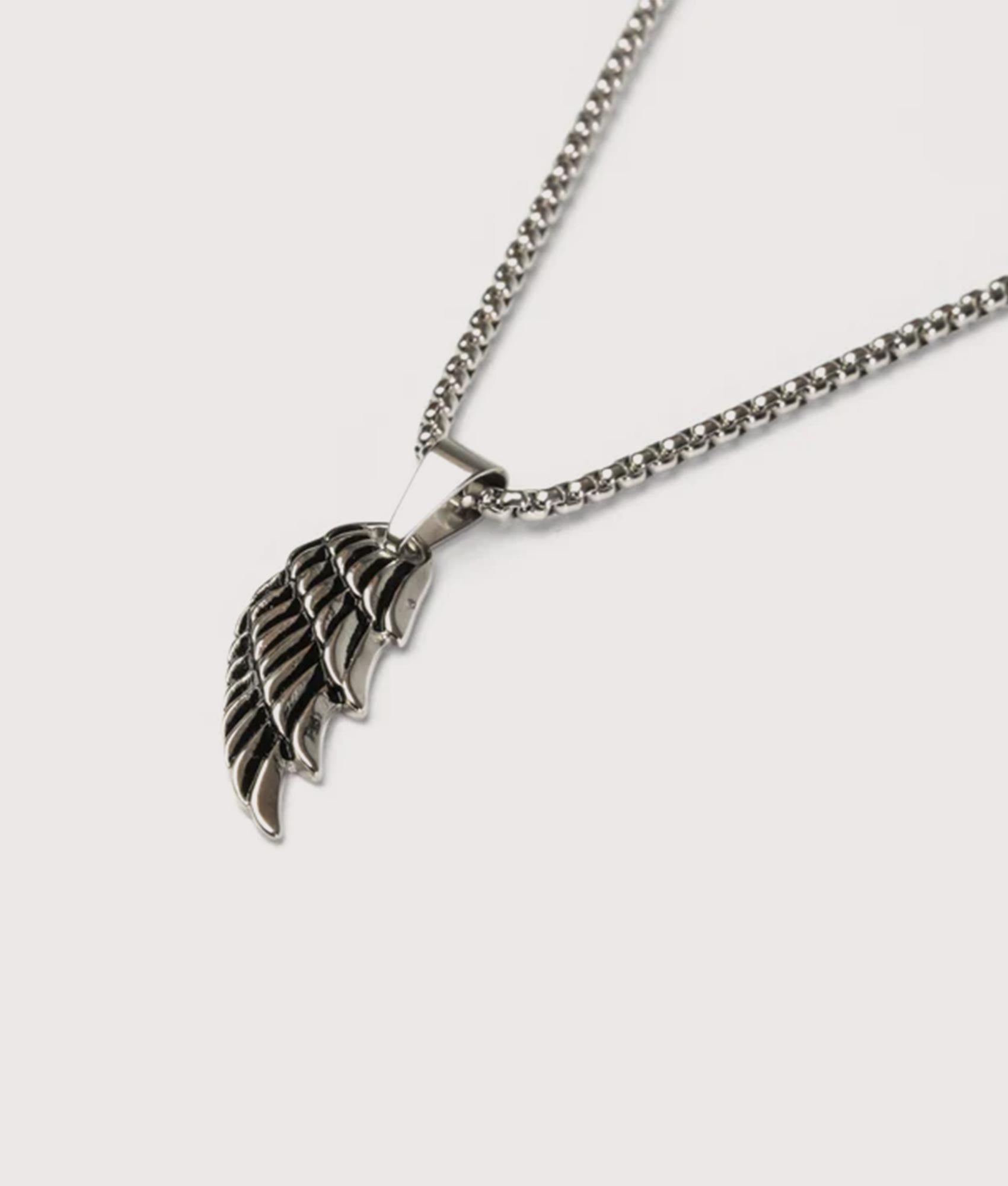 Stainless Steel Wing Pendant 24"