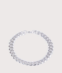 Silver Stainless Steel Cuban Bracelet 8mm 21.5cm: Silver 