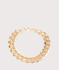 Gold Stainless Steel Cuban Bracelet 12mm 21.5cm: Gold 