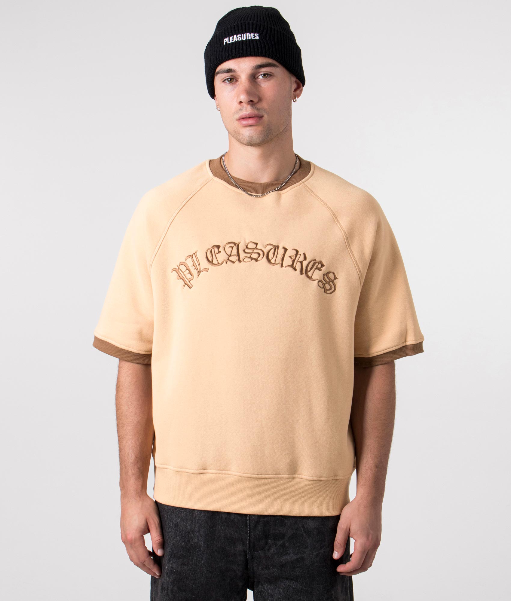 Old-English-Ringer-Short-Sleeve-T-Shirt-Tan-PLEASURES-EQVVS