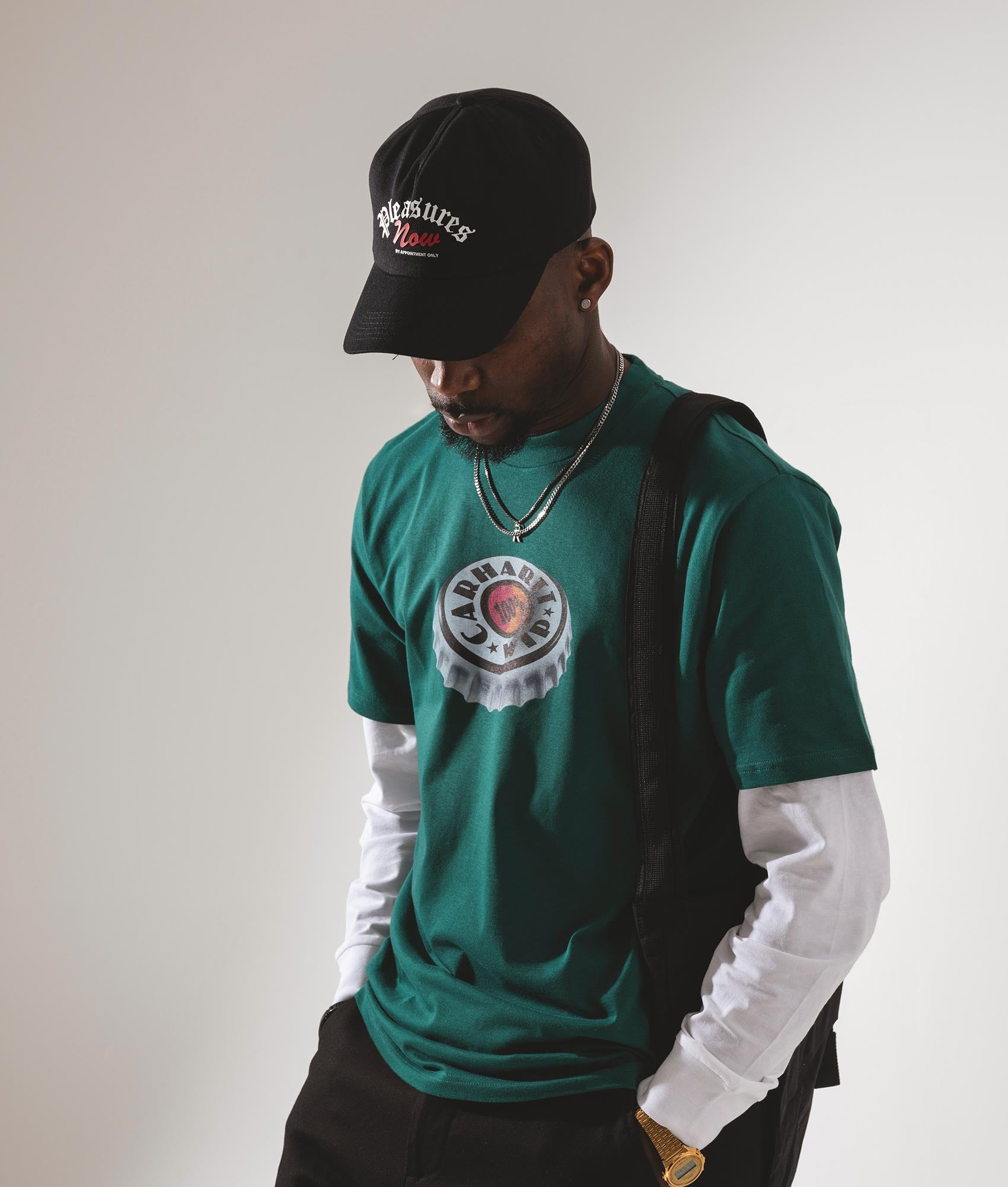 Appointment-Unconstructed-Snapback-Cap-Black-PLEASURES-Campaign-Shot-EQVVS