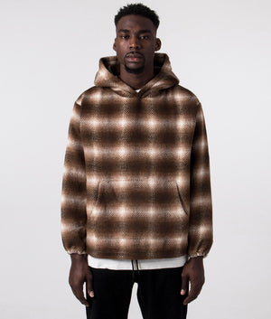 Relaxed-Fit-Beyond-Plaid-Woven-Hoodie-Brown-PLEASURES-EQVVS-Front-Image