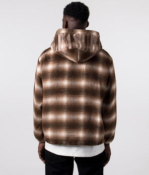 Relaxed-Fit-Beyond-Plaid-Woven-Hoodie-Brown-PLEASURES-EQVVS-Back-Image