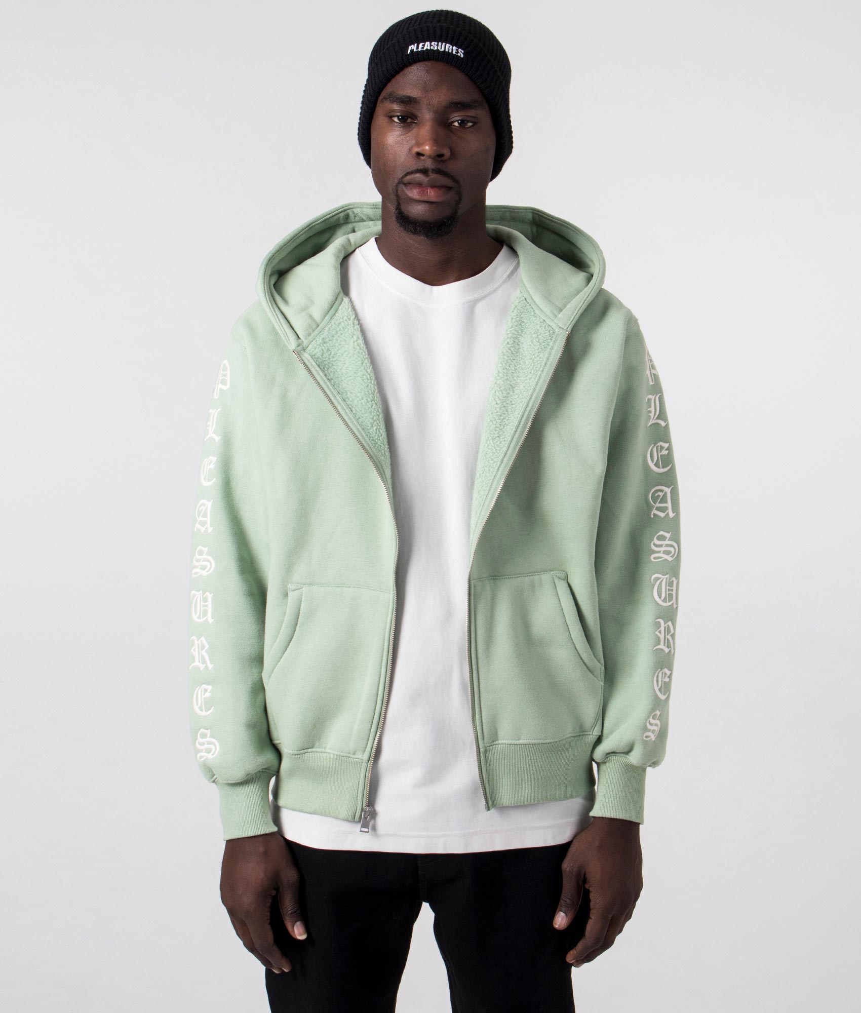 Relaxed-Fit-Oe-Zip-Up-Hoodie-Matcha-PLEASURES-EQVVS-Front-Image