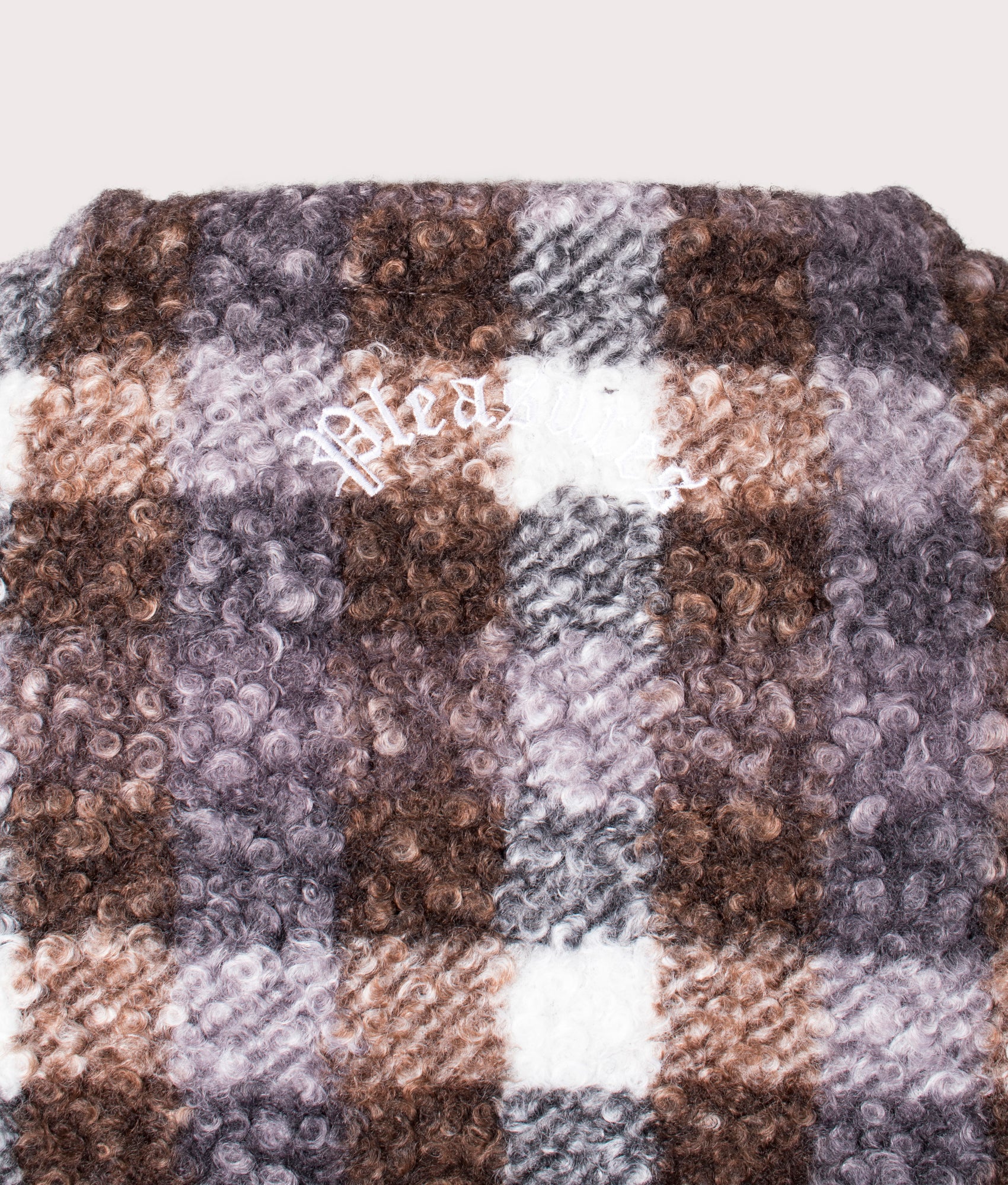 Graham Cardigan in Grey by Pleasures. EQVVS Detail Shot.
