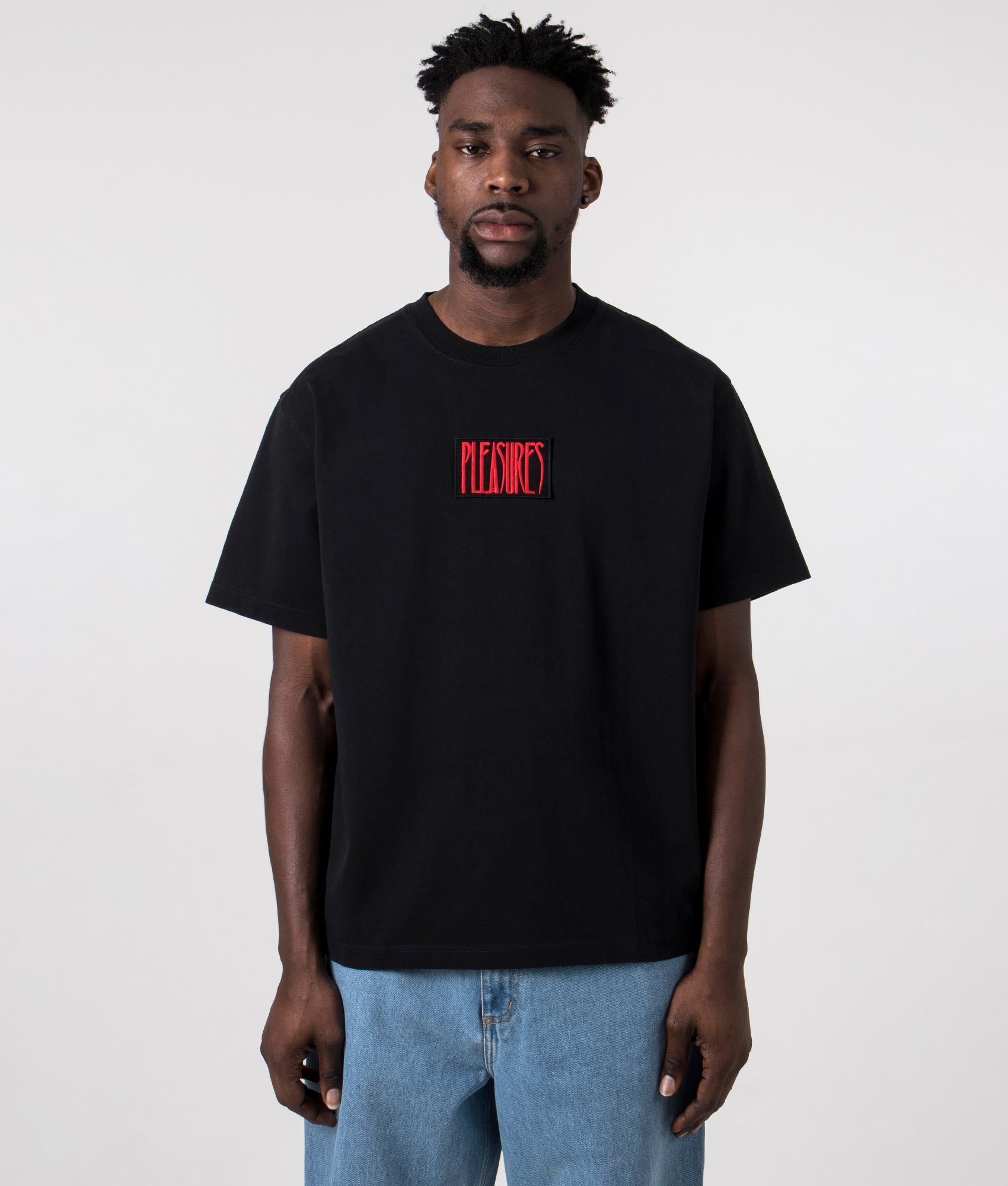 Appreciation Heavyweight T-Shirt in Black by Pleasures. EQVVS Front Angle Shot.