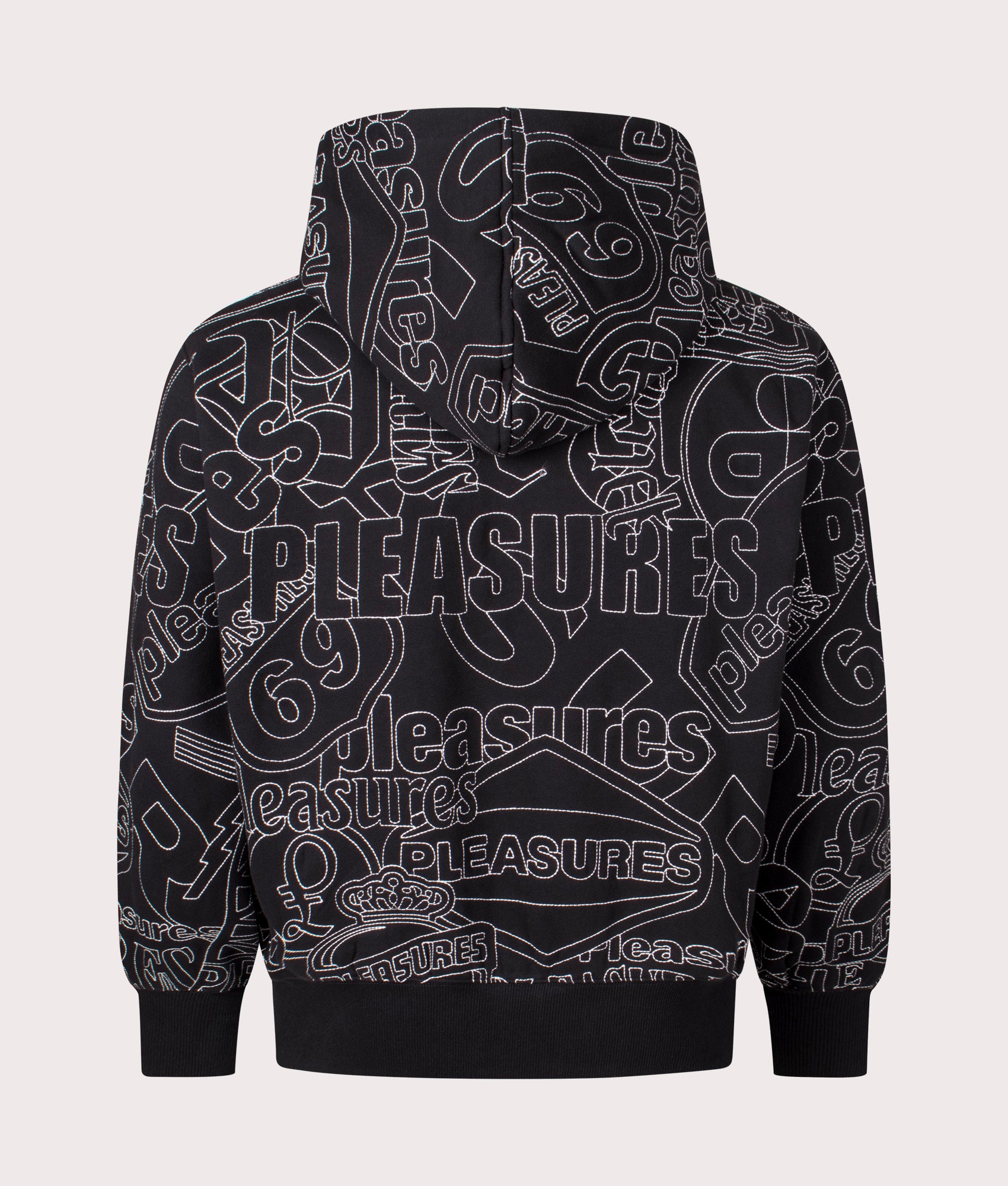 Signal Zip Up Hoodie in Black by Pleasures. EQVVS Back Angle Shot.