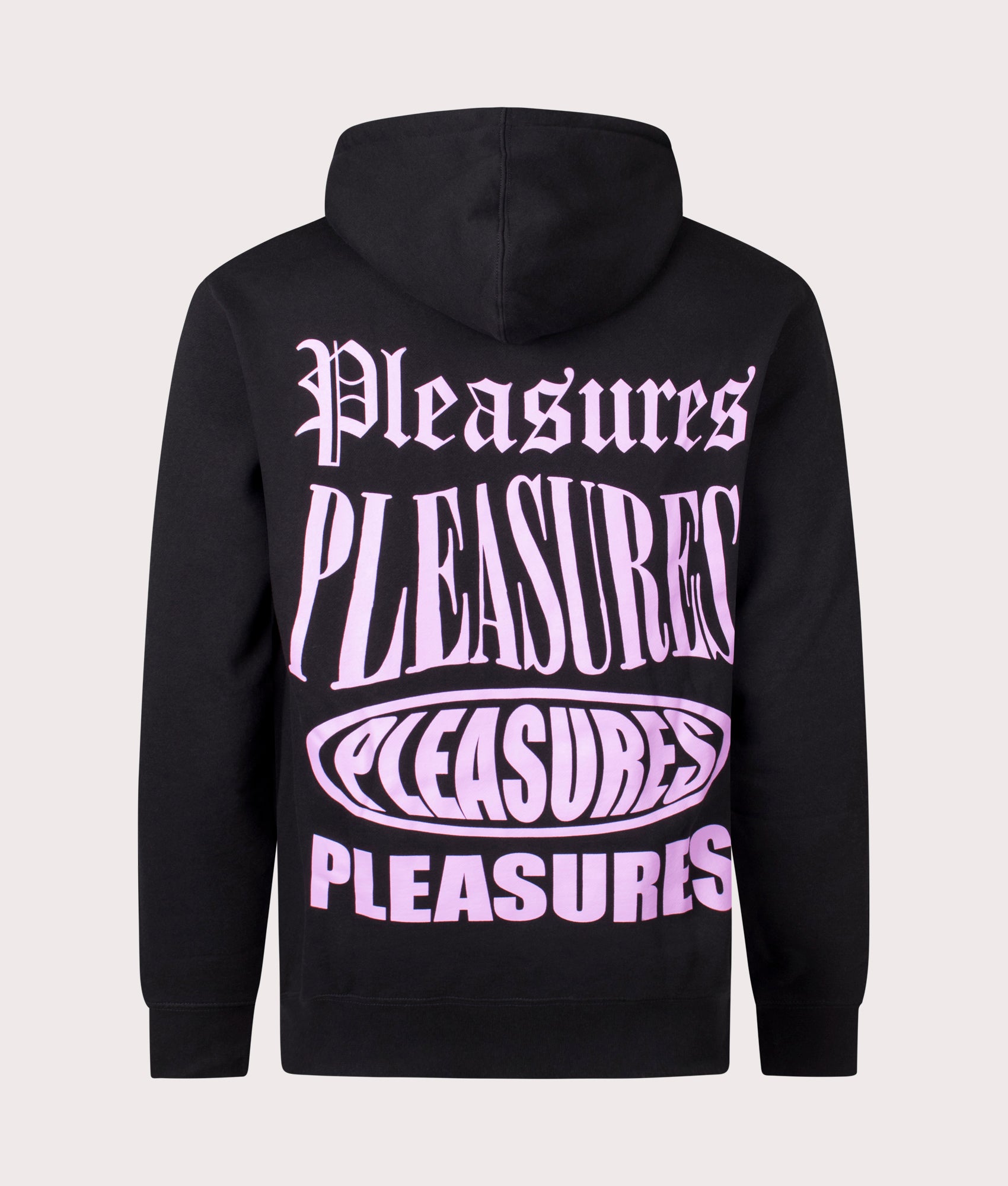 Stack Hoodie in Black by Pleasures. EQVVS Back Angle Shot.