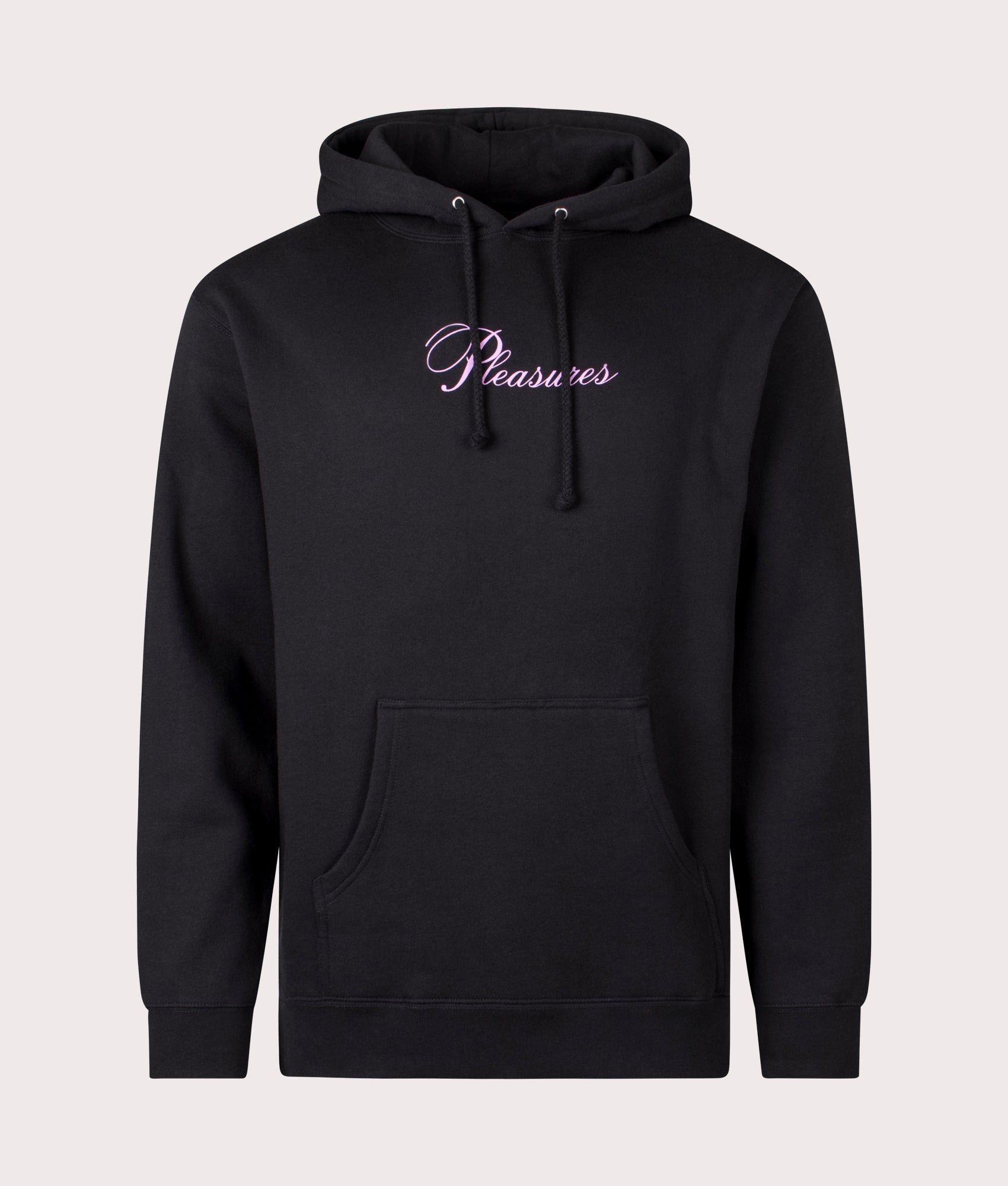 Stack Hoodie in Black by Pleasures. EQVVS Front Angle Shot.