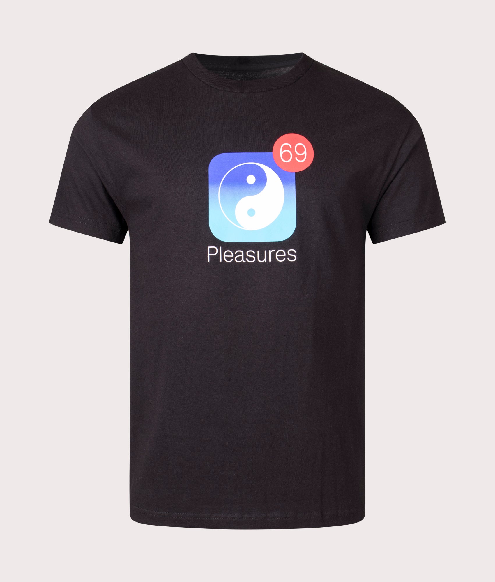Notify T-Shirt in Black by aPleasures. EQVVS Front Angle Shot.