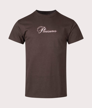 Stack T-Shirt in Brown by Pleasures. EQVVS Front Angle Shot.