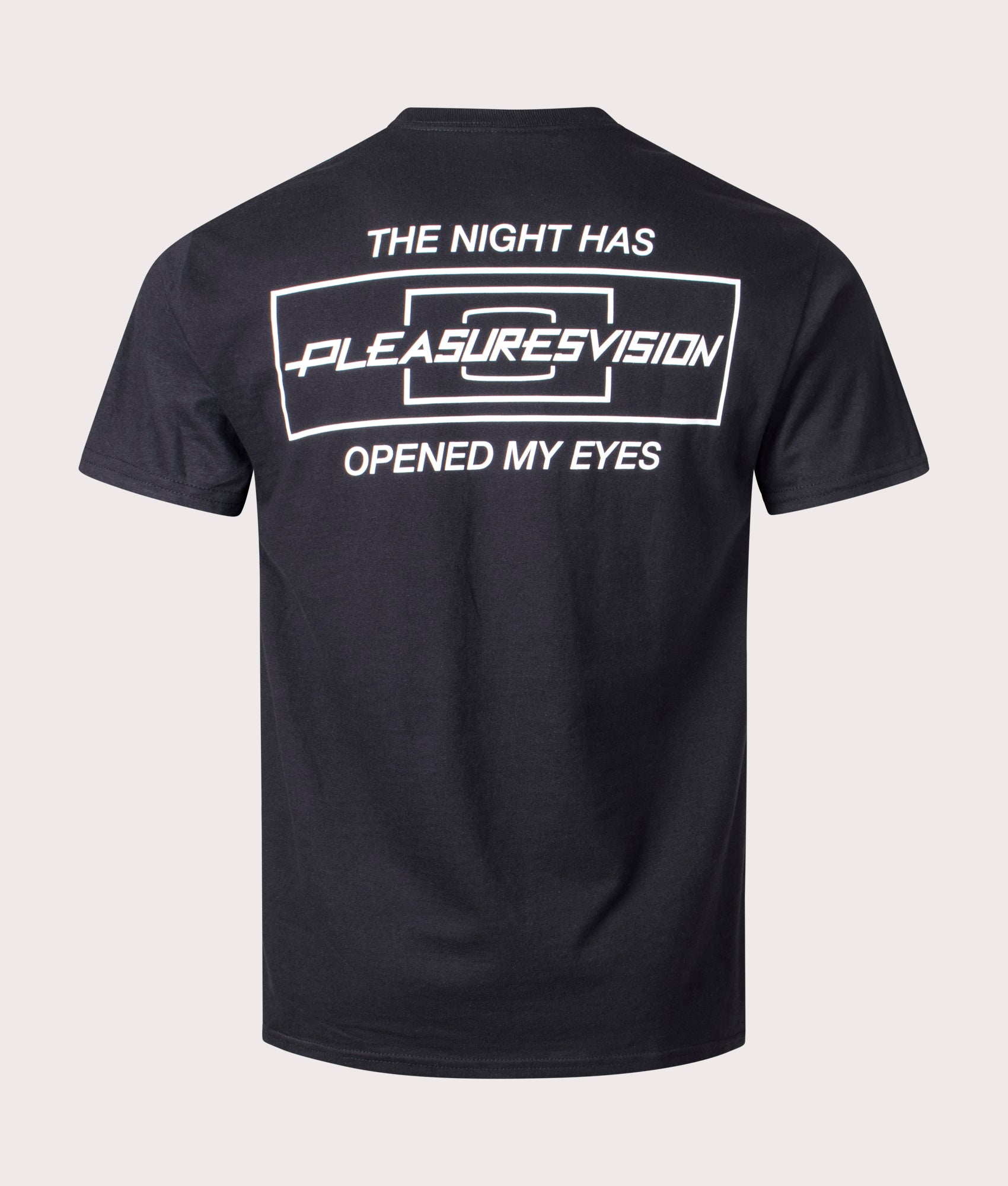 Vision Pocket T-Shirt in Black by Pleasures. EQVVS Back Angle Shot.