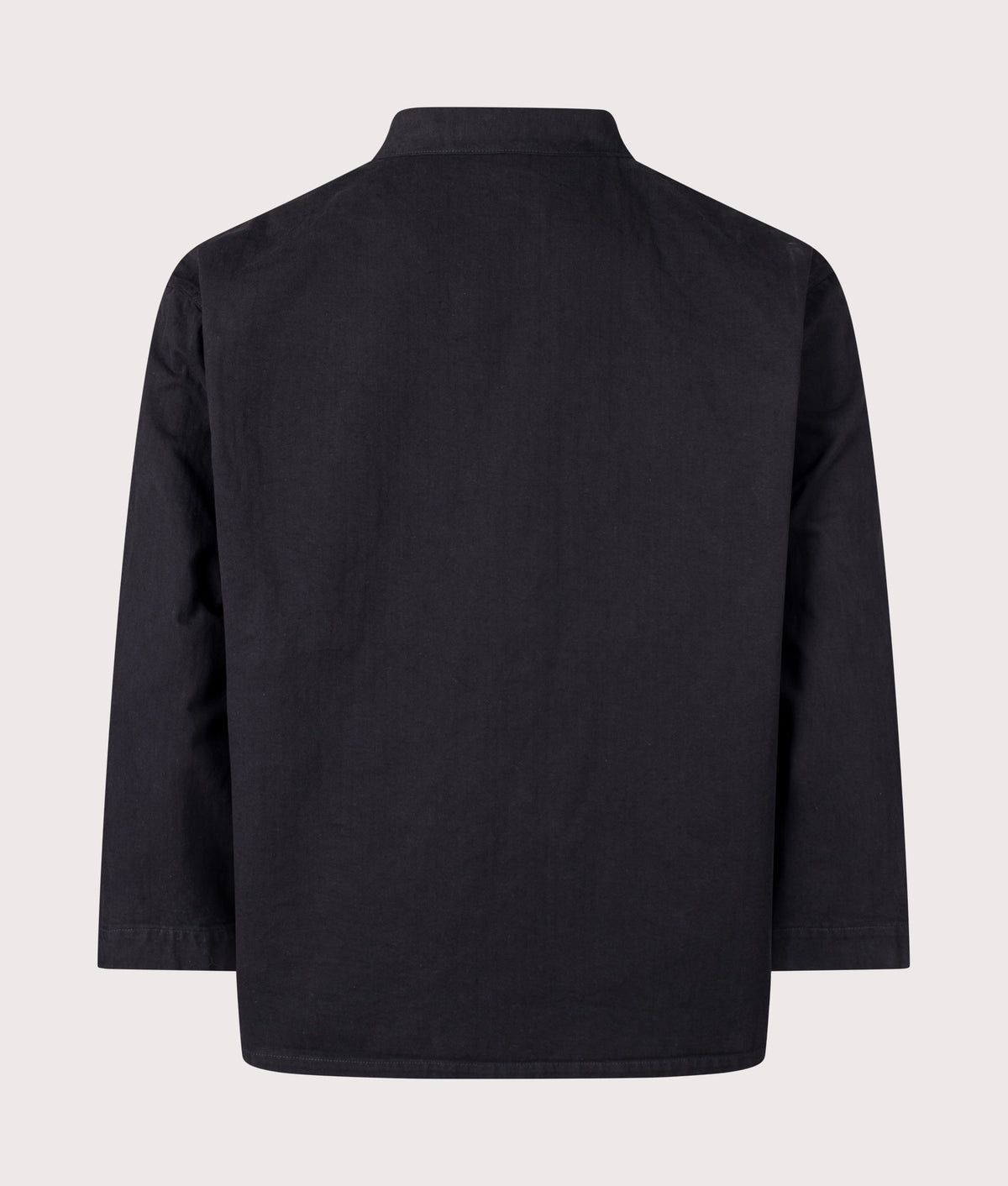 orSlow USMC Herringbone Coverall Overshirt in Black at EQVVS Menswear. Back shot.