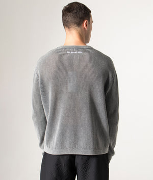 Pigment Dyed Loose Gauge Long Sleeve T-Shirt in Pigment Grey. | MKI MKI MIyuki Zoku | Model back shot