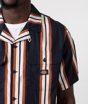 Forest Short Sleeve Shirt in Dark Navy by Dickies. EQVVS Detail Shot.