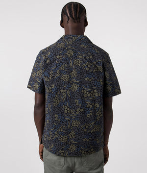 Saltville Short Sleeve Shirt in Blue Brown by Dickies. EQVVS Back Angle Shot.
