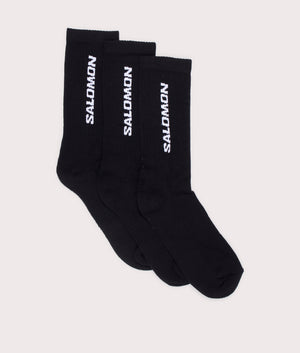 3 Pack Everyday Crew Socks in Black | SALOMON | EQVVS | Side shot