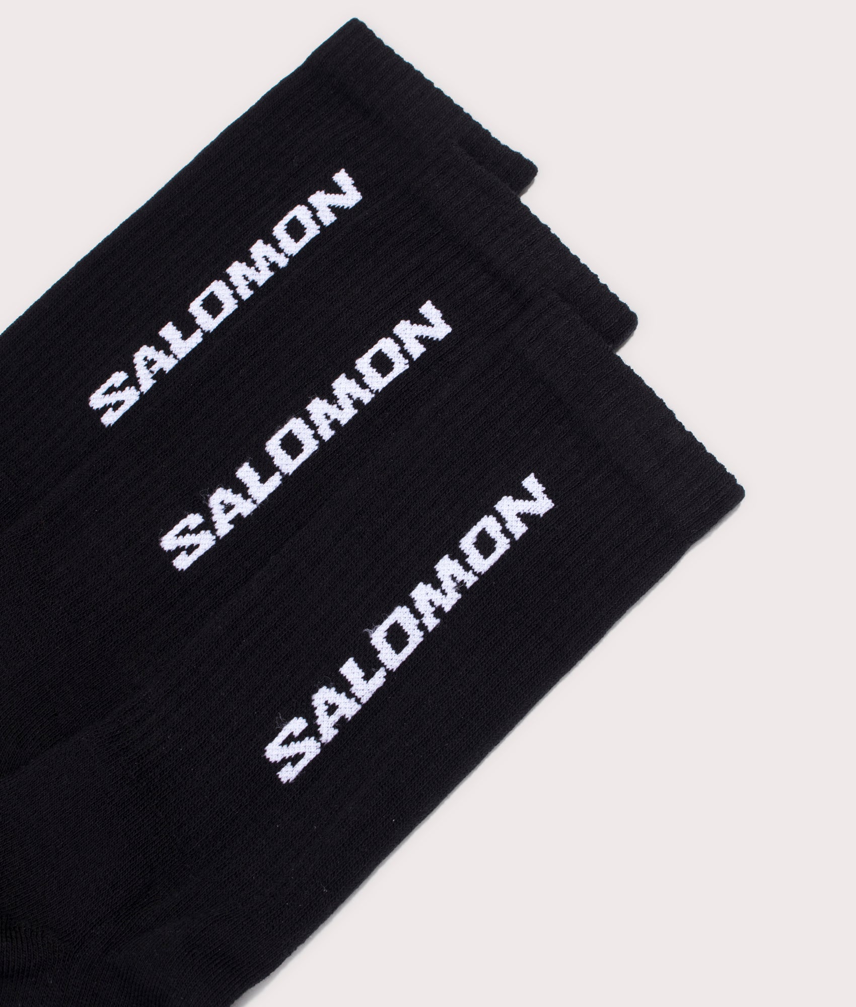 3 Pack Everyday Crew Socks in Black | SALOMON | EQVVS | Detail shot 
