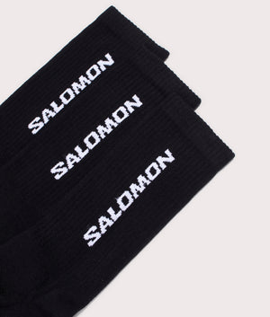 3 Pack Everyday Crew Socks in Black | SALOMON | EQVVS | Detail shot 