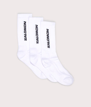 3 Pack Everyday Crew Socks in White | SALOMON | EQVVS | Side shot 