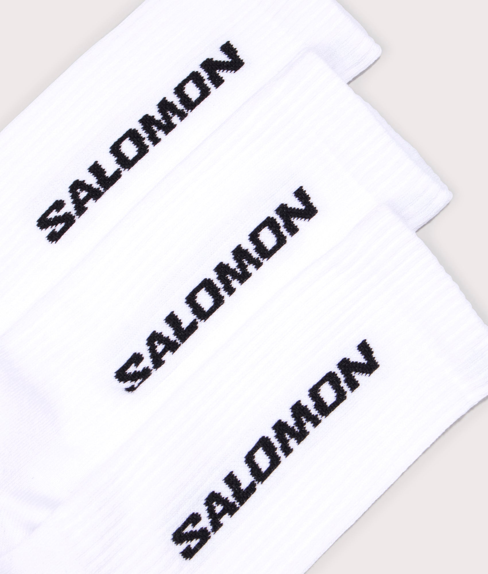 3 Pack Everyday Crew Socks in White | SALOMON | EQVVS | Side detail shot 