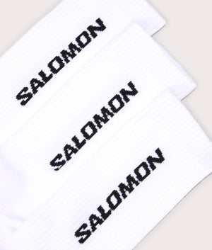 3 Pack Everyday Crew Socks in White | SALOMON | EQVVS | Side detail shot 