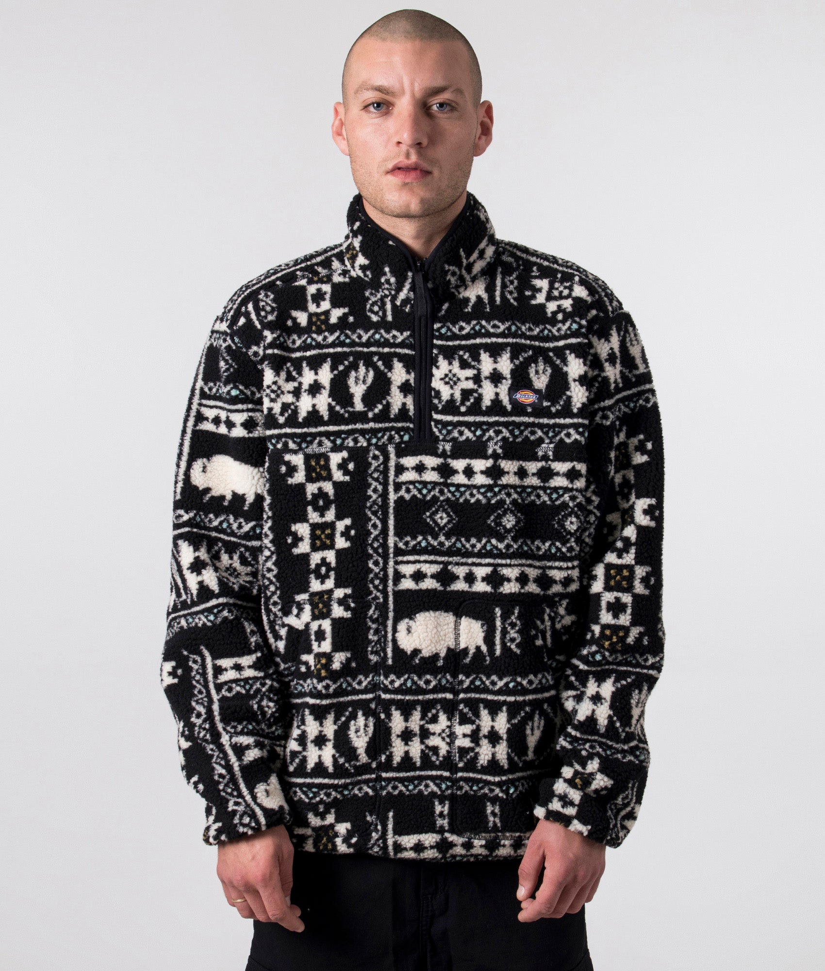 Dickies-Relaxed-Fit-Hays-Quarter-Zip-Fleece-Dark-AOP-EQVVS-Front-Picture