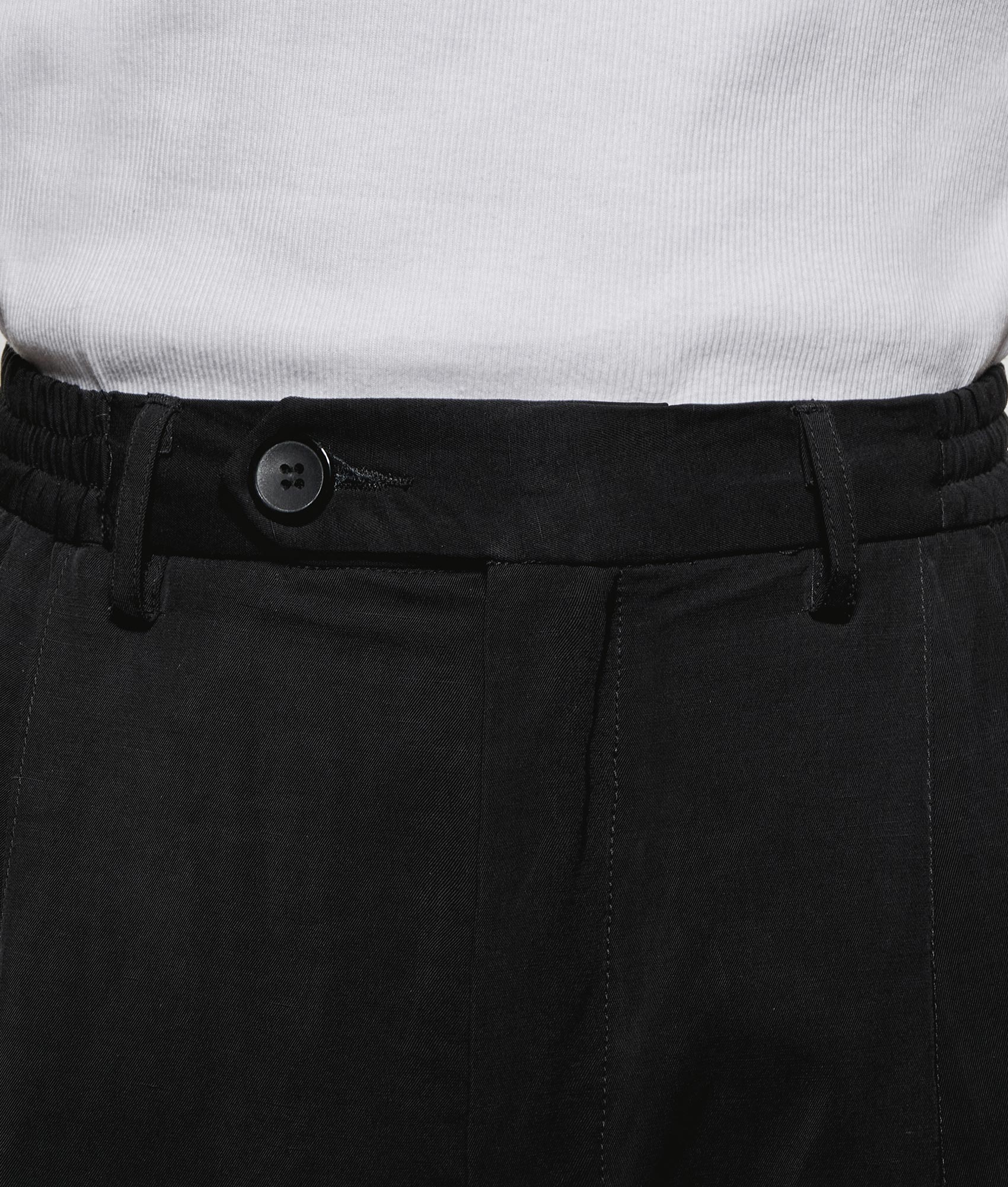 Viscose Linen Wide Fit Suit Pants. Shot by EQVVS. Detail model shot.