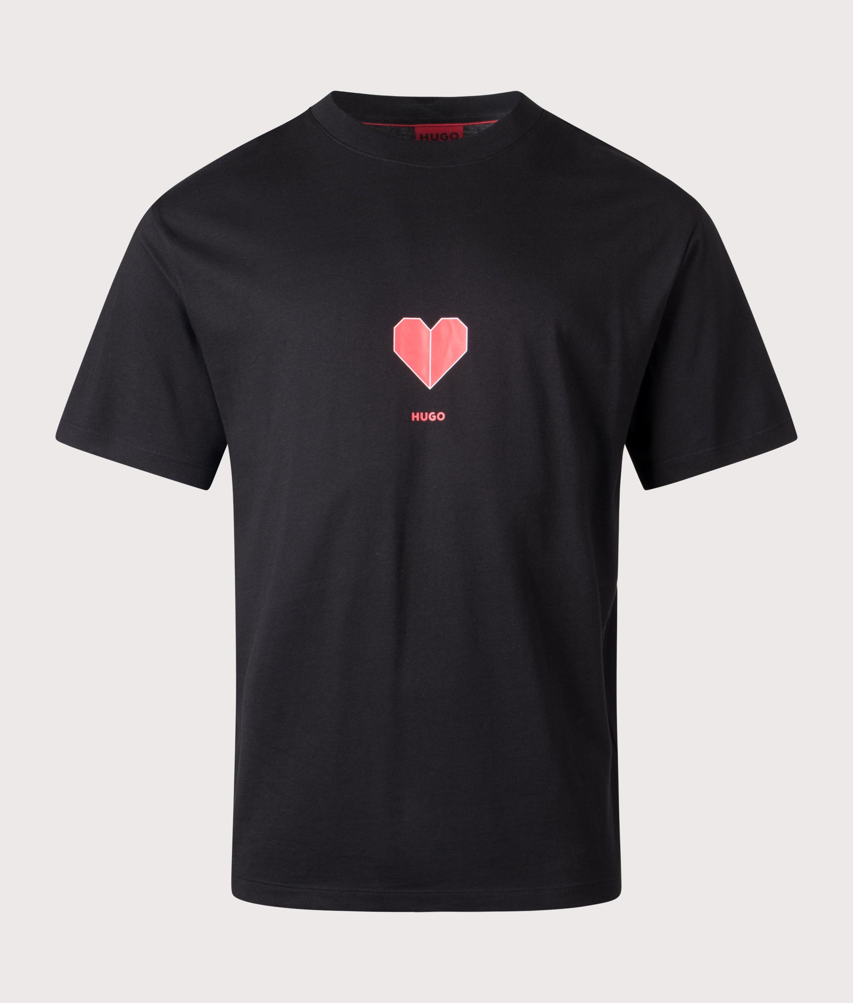 HUGO Relaxed Fit Dalentin T-Shirt in Black at EQVVS Menswear. Front shot.