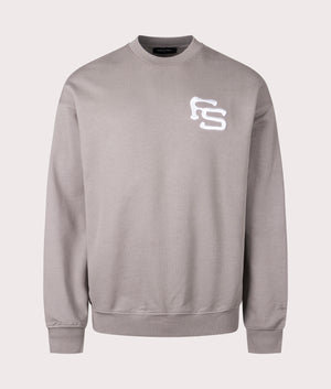 Embroidered Loopback Crew Sweatshirt in Ash by Faded. EQVVS Front Angle Shot.
