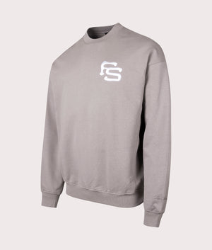 Embroidered Loopback Crew Sweatshirt in Ash by Faded. EQVVS Side Angle Shot.