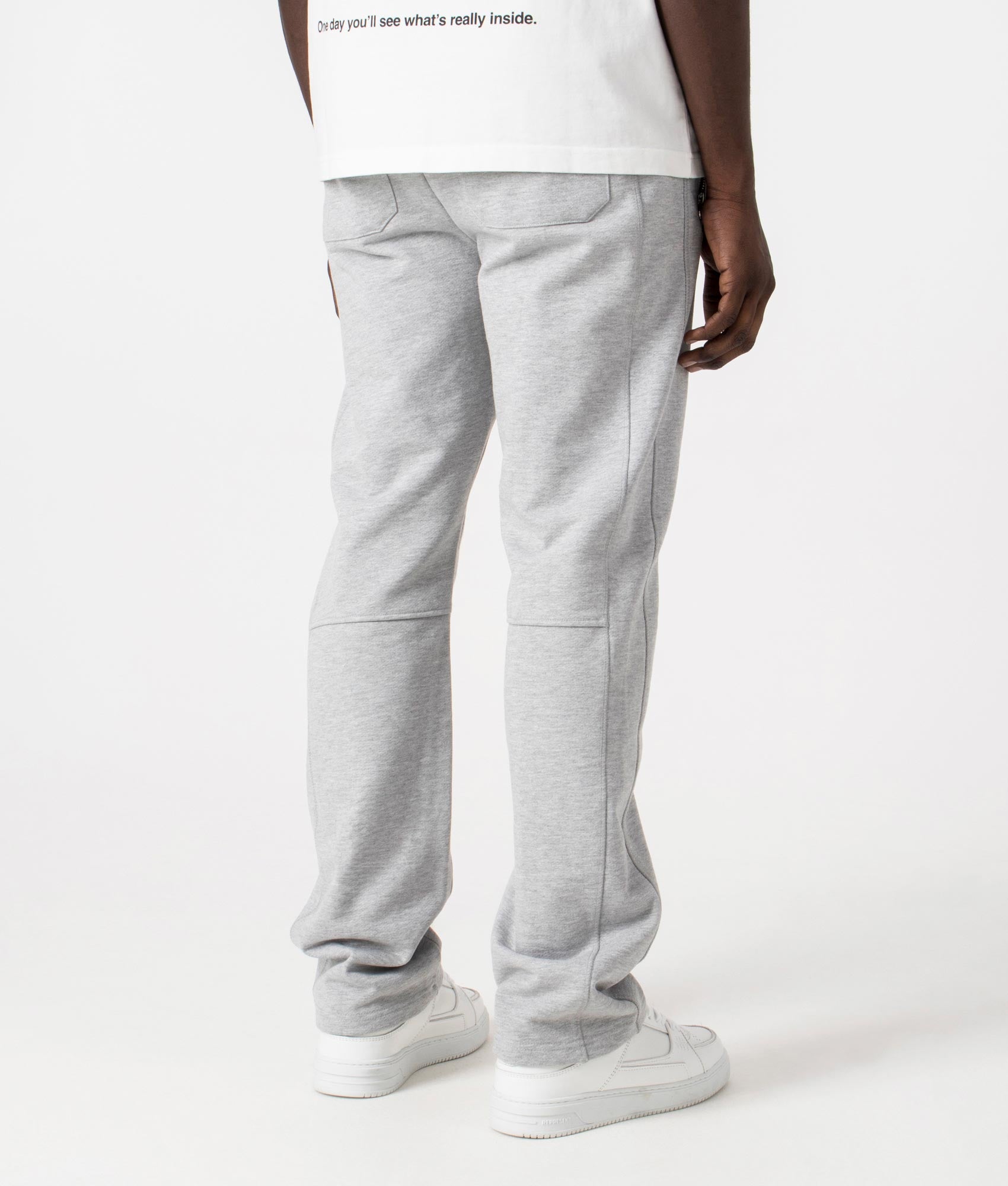 Heavyweight Open Hem Joggers in Grey Marl by Faded. EQVVS Back Angle Shot.