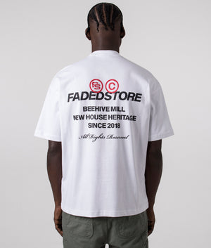 House Heritage T-Shirt in White by Faded. EQVVS Back Angle Shot.