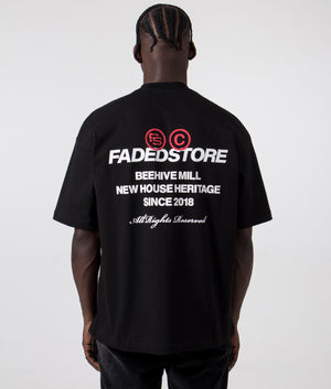 House Heritage T-Shirt in Black by Faded. EQVVS Back Angle Shot