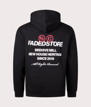 House Heritage Hoodie in Black by Faded. EQVVS Back Angle Shot