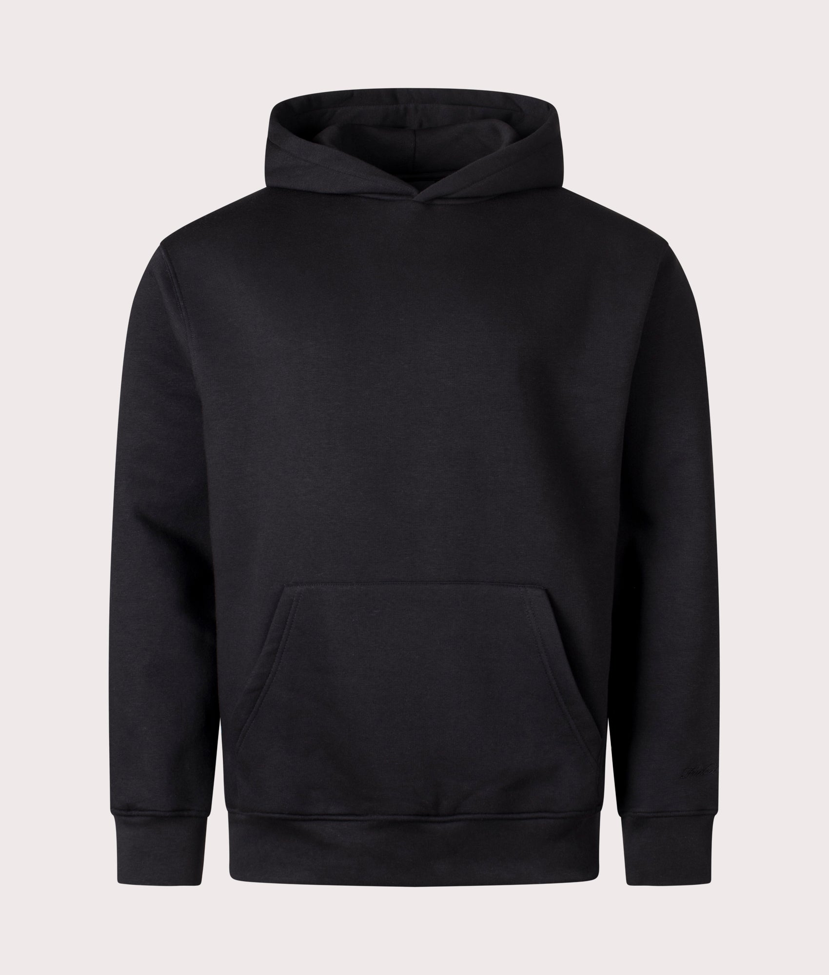 FADED Box Fit Hoodie in the black at EQVVS Menswear. Front Shot.
