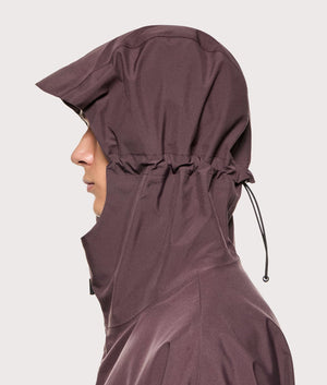 MKI MIYUKI ZOKU V3 Shell Hooded Jacket in Raisin at EQVVS Menswear. Hood detail shot.