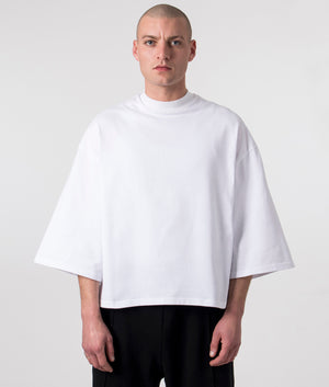 Oversized Crop Boxy T-Shirt in White Florence Black EQVVS