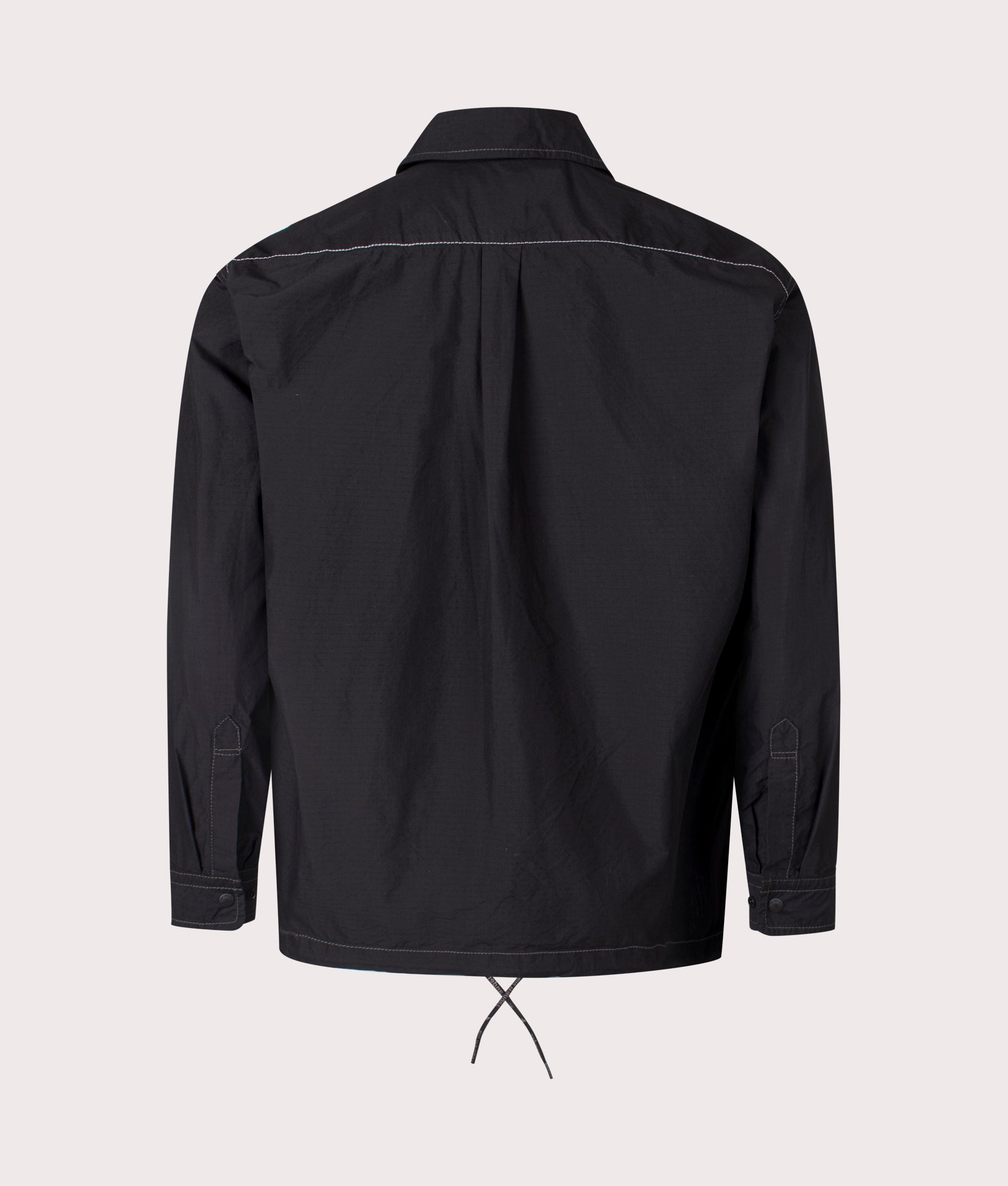 and Wander Cordura Cotton Rip Shirt Jacket in Black. Shot at EQVVS. Back shot 