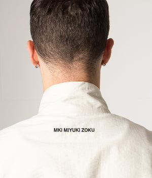 Track Jacket in Bone | MKI MIYUKI ZOKU | Shot at EQVVS | Model back detail shot 