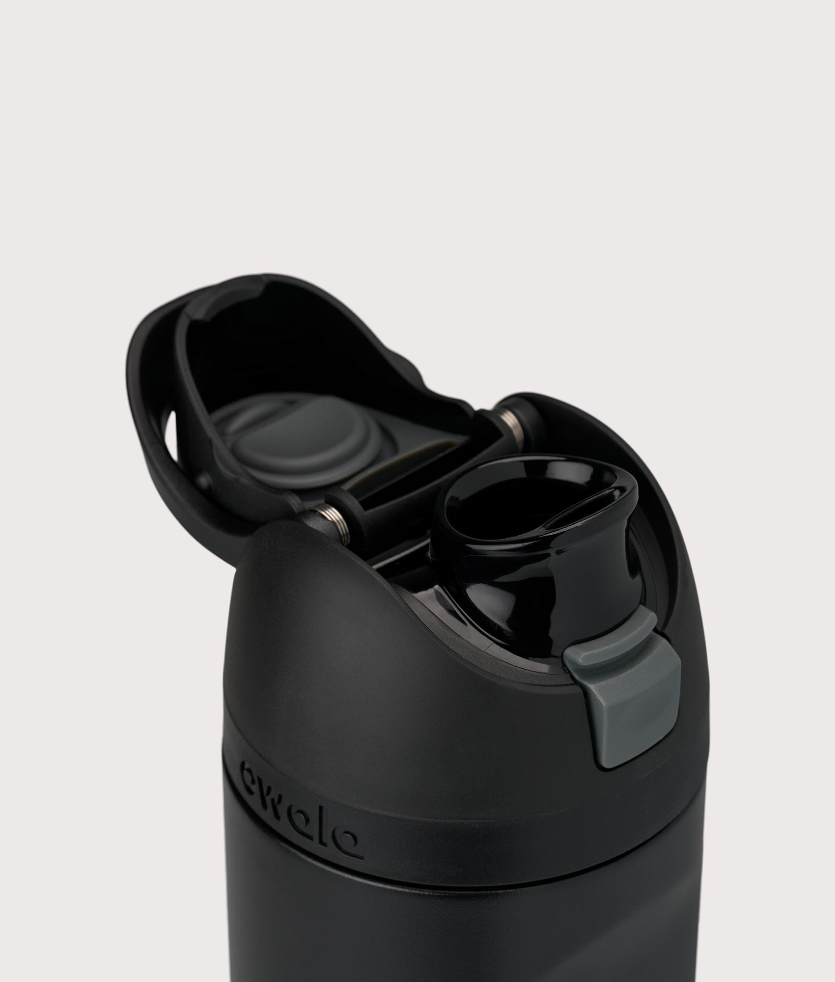 Owala FreeSip® 0.7L / 24-oz Water Bottle in Very Very Dark at EQVVS Menswear. Open shot.