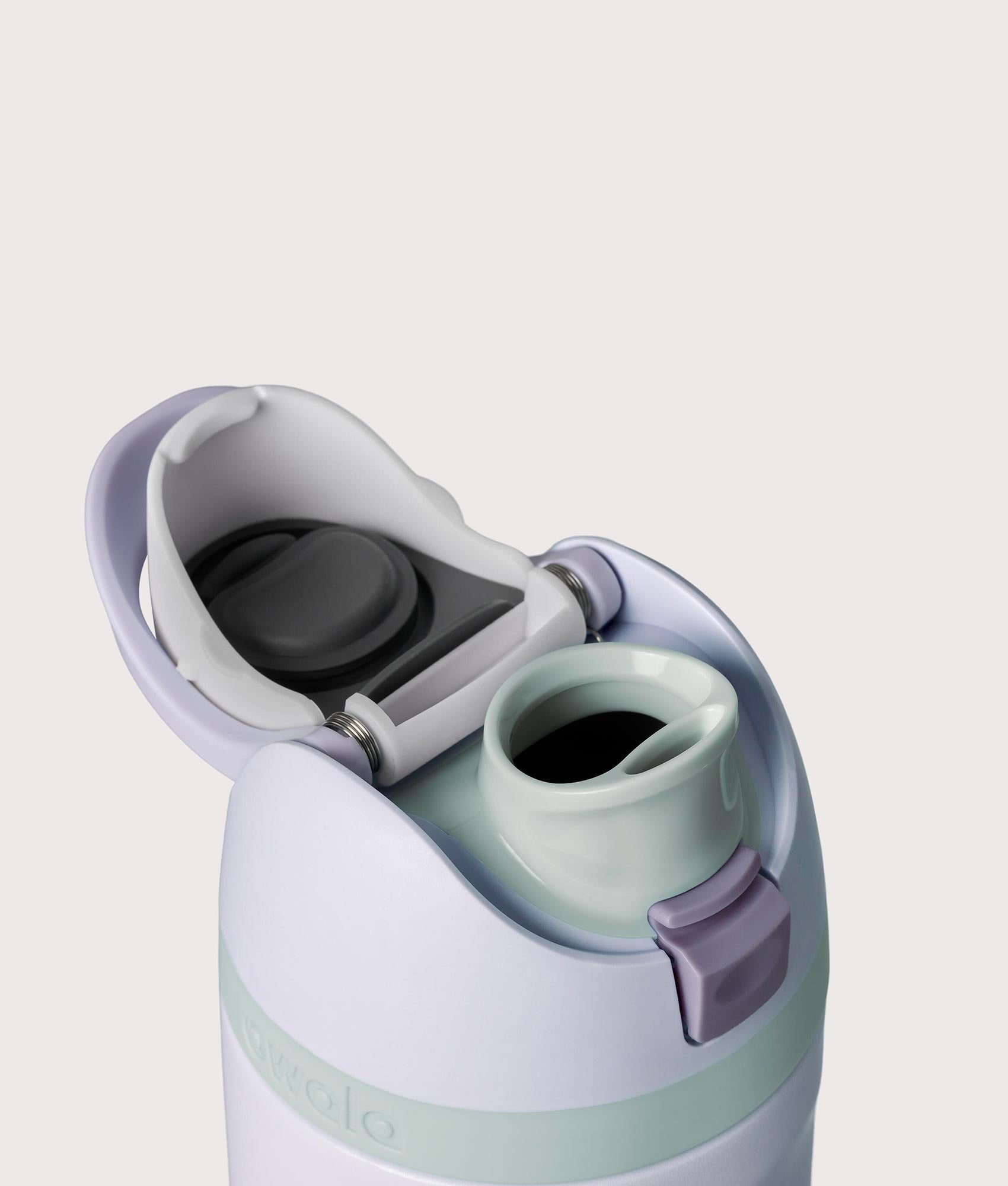 Owala FreeSip® 0.7L / 24-oz Water Bottle in Open Air at EQVVS Menswear. Open lid shot.