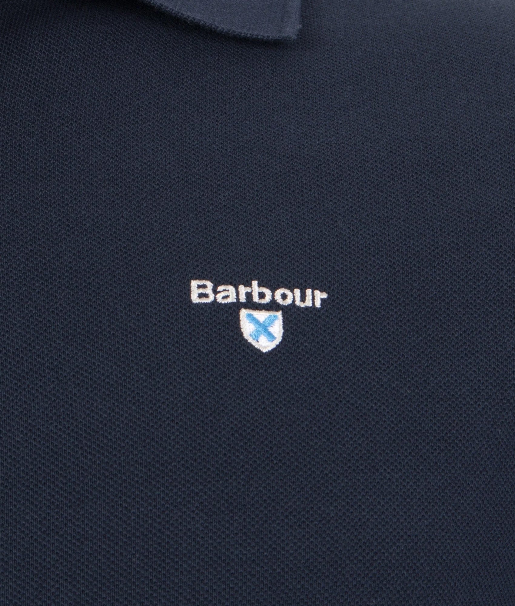 Barbour Lifestyle Tartan Placket Piqué Polo Shirt in New Navy at EQVVS Menswear.