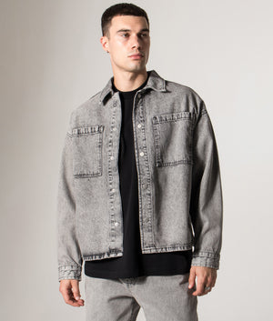 Denim Box Overshirt. Shot by EQVVS. Model front shot.