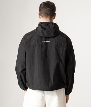 Active Nylon Hooded Jacket in Black | MKI MIYUKI ZOKU | Shot at EQVVS |  Back model shot 