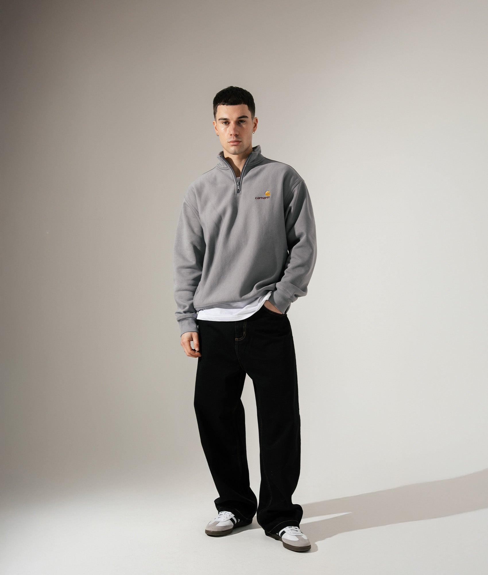 Loose Fit Quarter Zip American Script Sweatshirt